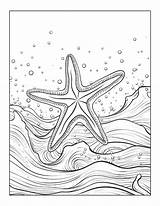 Starfish In sea Coloring Pages  Premium AI Generated Image sketch template