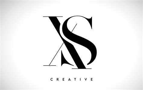 XS Artistic Letter Logo Design with Serif Font in Black and White ...