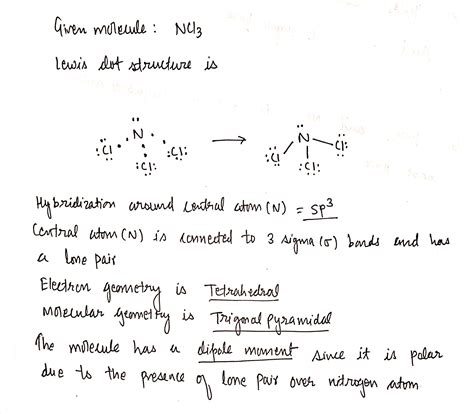 [Solved] Draw the lewis dot structure for NCl3. Using the VESPER, give ...