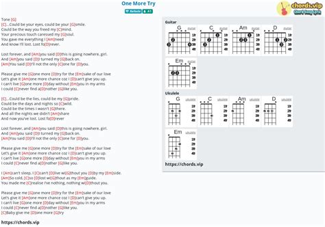 Hợp âm: One More Try - cảm âm, tab guitar, ukulele - lời bài hát | chords.vip