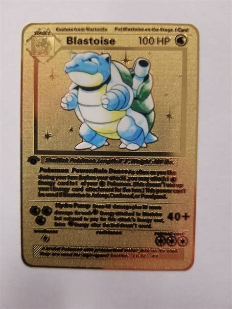 Metal Pokemon Card Blastoise 1st Edition Gold | Etsy