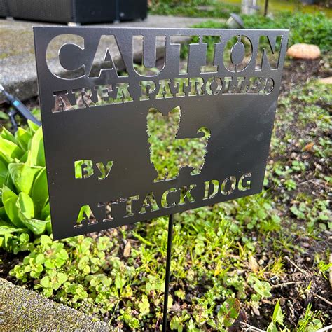 Warning Dog Yard Sign, Dog Security Yard Art, Metal Dog Yard Art, Custom Dog Garden Sign, Small ...