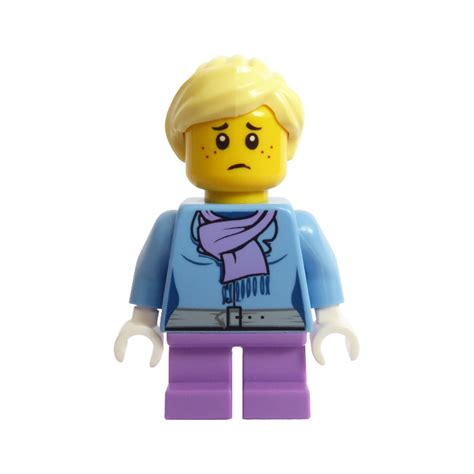 LEGO Child Blue Jacket with Light Purple Scarf Minifigure | Brick Owl - LEGO Marketplace