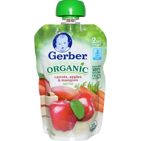 Gerber, Organic Baby Food, Carrots, Apples & Mangoes, 3.5 oz (99 g) - iHerb