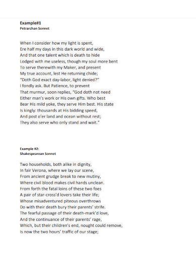 Sonnet - 11+ Examples, Format, How to Write, PDF