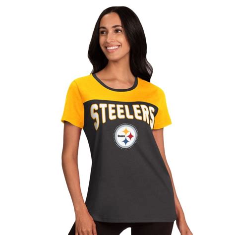 Pittsburgh Steelers Women's GIII Box Score Colorblock Yoke Short Sleeve ...