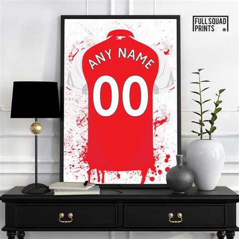 Personalised Arsenal poster - Illustrated home shirt - Football Gifts ...