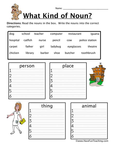 Noun Fill in the Blanks Worksheet – Have Fun Teaching Proper Nouns Worksheet, Teaching Nouns ...