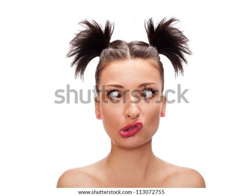 mujer de ojos pelados con expresión Foto de stock 113072755 | Shutterstock