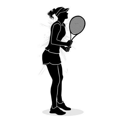 Silhouette of a professional female tennis player isolated on a white background 12484574 Vector ...