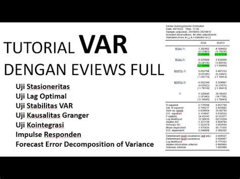 Tutorial Vector Autoregression (VAR) dengan Eviews FULL - YouTube