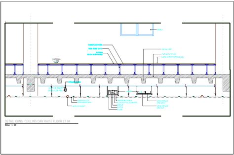 Raised floor and ceiling detail dwg file - Cadbull