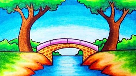 Easy River Scenery Drawing for Beginners | How to Draw Simple Nature ...