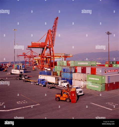 Container Terminal at the Vancouver Harbour Waterfront in the City of Vancouver in British ...