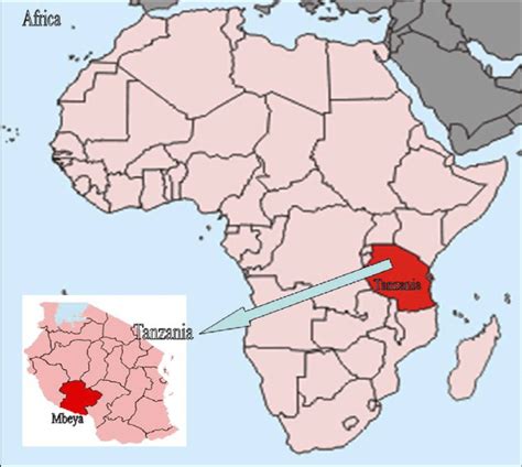 Map Of Africa Showing Tanzania