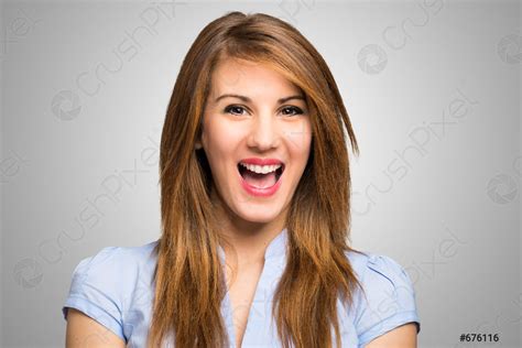 Portrait of an happy woman laughing - stock photo 676116 | Crushpixel