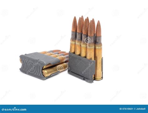 M1 Garand Clips And Ammunition On White Background. Stock Photo - Image ...