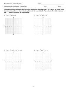 Graphing Polynomial Functions Worksheet for 11th Grade | Lesson Planet