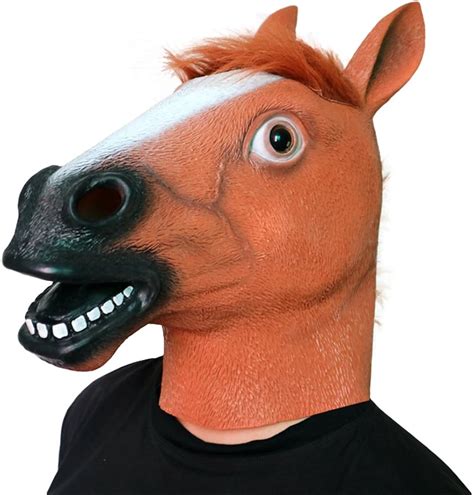 Horse Mask Realistic Horse Head Mask Rubber Latex Animal Horse cosplay Novelty Halloween ...