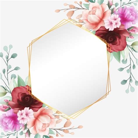 Golden Geometric Frame Vector Hd Images, Elegant Watercolor Flowers ...