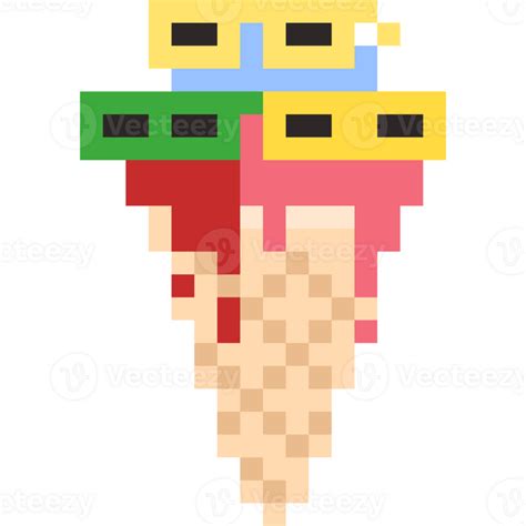 Pixel art ice cream cone with sunglasses 31760767 PNG