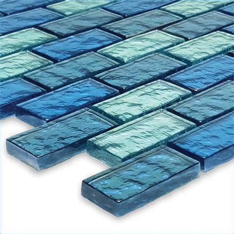 Iridescent Clear Glass Pool Tile Aqua Blend 1 x 2 in 2020 | Pool tile ...