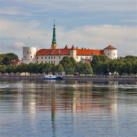 Riga Castle, Cathedral And St. Petrus Church View From Across The River ...