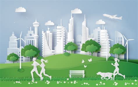 Illustration of eco concept,green city in the leaf. 586403 Vector Art ...