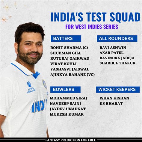 Team India's Test Squad for West Indies Series. 📷: BCCI #IndiaSquad # ...