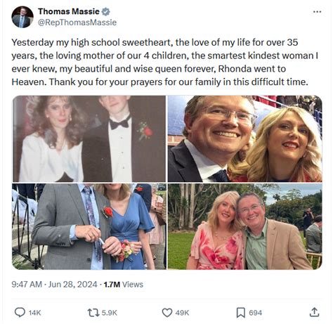 Rep. Thomas Massie shares about wife Rhonda's death - WTVQ