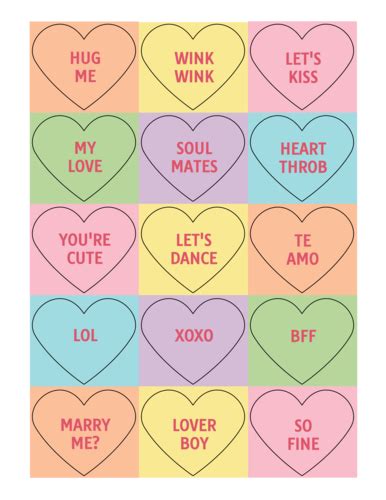 Valentine's Day Colorful Candy Heart Labels Printable Template | OnlineLabels®