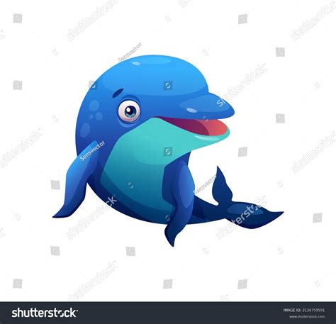 Dolphin Blue Cartoon Animal Isolated Marine Stock Illustration ...