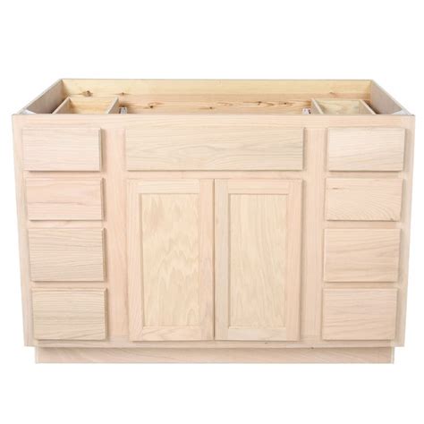 Unfinished Oak Bathroom Vanity Sink and Drawer Base Cabinet 48" | Oak bathroom vanity, Oak ...