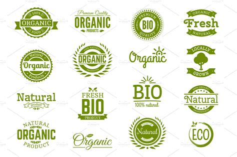 Organic logos. Natural, bio food. | Custom-Designed Graphics ~ Creative Market