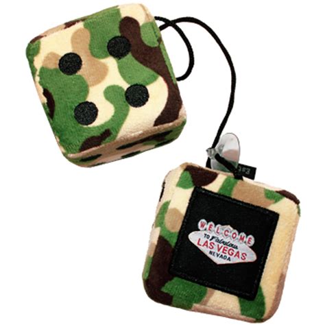 Green Camo Print Las Vegas Souvenir Fuzzy Dice