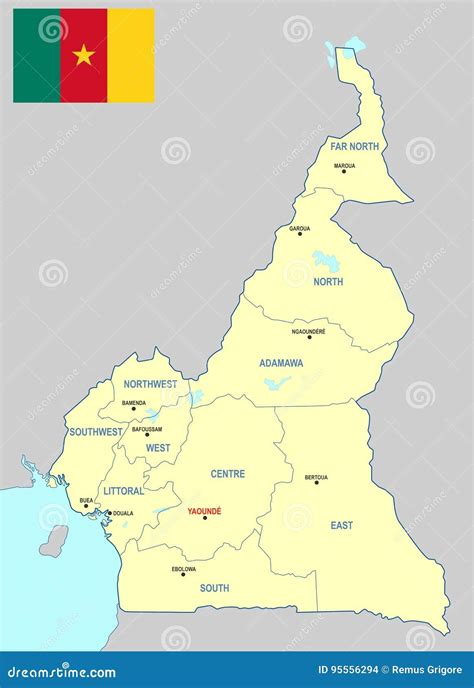 Cameroon map stock illustration. Illustration of north - 95556294