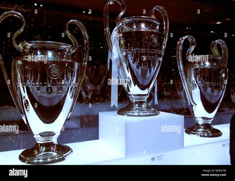 NOVEMBER 2017 - MADRID: UEFA Champions League trophy: trophies at the ...