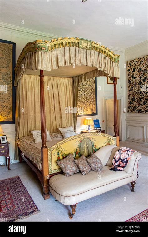 A four poster bed - interior view of Nunnington Hall in Yorkshire, a ...