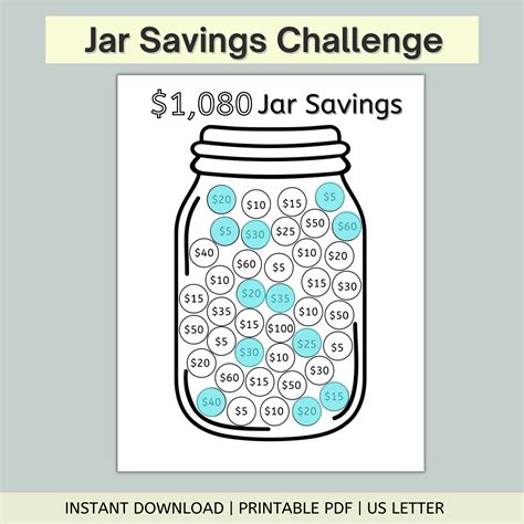 Savings Jar Printable, Money Saving Challenge, Emergency Fund Printable ...