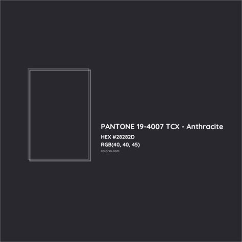 About PANTONE 19-4007 TCX - Anthracite Color - Color codes, similar ...