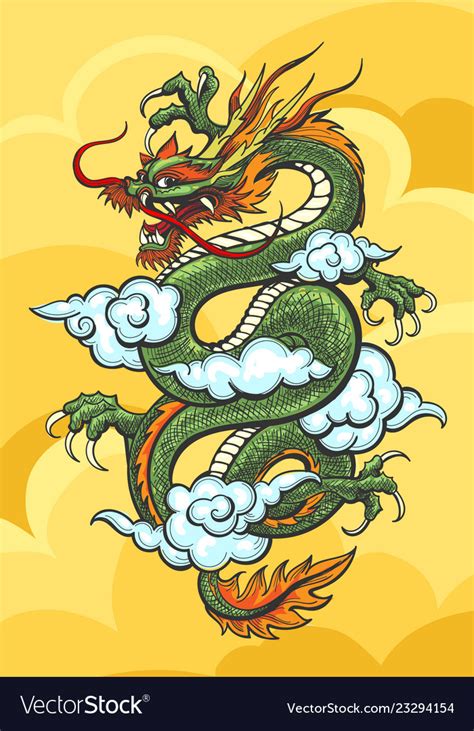 Chinese dragon colorful Royalty Free Vector Image