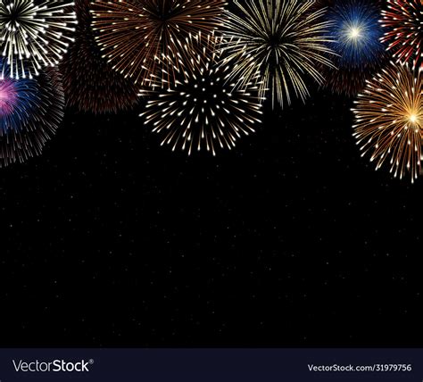 Colorful fireworks on night sky background Vector Image