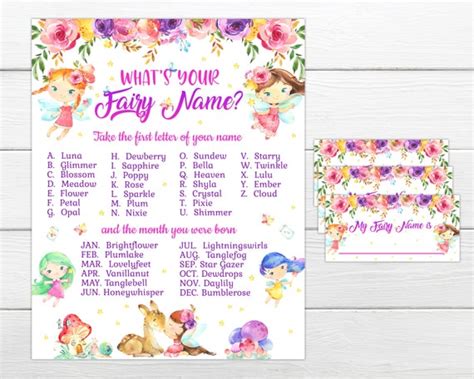 Fairy Name Poster INSTANT DOWNLOAD Printable Party Sign, 46% OFF