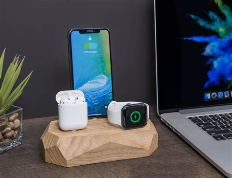 This wood Apple charging station is a geometric dock for your phone