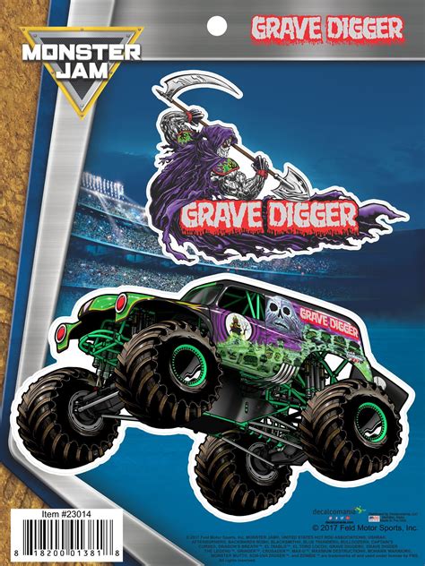 Monster Jam Grave Digger Truck Decal Car Stickers | Monster jam, Truck decals, Monster