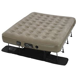 Great Inflatable Guest Air Bed Mattress on Stand, with Legs on Steel Frame, Portable Twin Cot ...