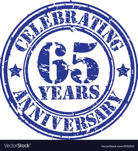 Celebrating 65 years anniversary grunge rubber st Vector Image