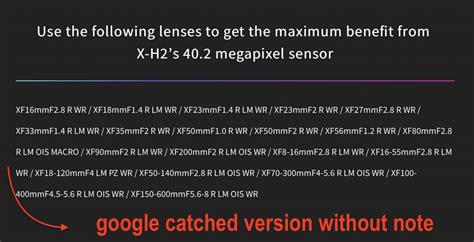 Important Note Added by Fujifilm Regarding XF Lenses Supporting 40MP ...