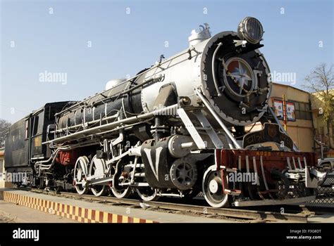 Locomotive steam engine at Indore railway station ; Madhya Pradesh ...