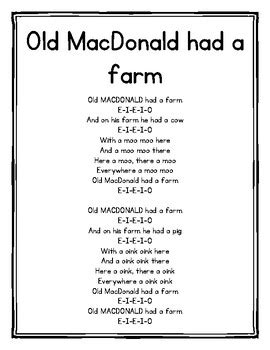 Old MacDonald Had a Farm Nursery Rhyme Activities by LisasKindergarten